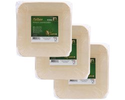 Humbert Taartbordjes - gebaksbordjes - van geperst hout karton - 30x - beige - vierkant - Dia 14 cm - party bordjes - wegwerp servies