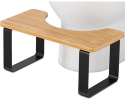 Hurkende toiletkruk 175 cm - Metalen en houten badkamer poepkruk voor volwassenen - Waterdichte en antislip potje kruk - Gezonde draagbare toiletkruk voor volwassenen, kinderen en senioren - Mat zwart Houten kruk