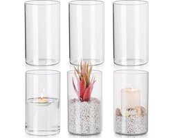Hurricane glazen kaarsenhouders voor zuilen, cilindrische kaarsenhouders voor woonkamer, decoratieve vazen voor theelichten en bloemen
