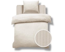 Husch Dekbedovertrek - Satijnstreep 140x200/220 - Beige - Ademend en Huidvriendelijk