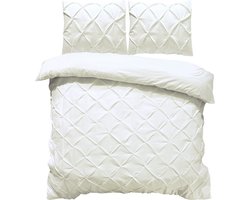 Husch Pintuck Dekbedovertrek - 240x200/220 + 2 x Kussenslopen 60x70 - Ecru