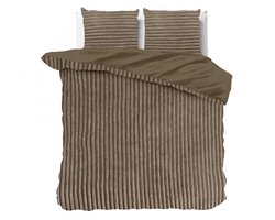 Husch Rib Teddy Dekbedovertrek - Taupe - Tweepersoons - 200x200/220 cm - Heerlijk Zachte Teddy