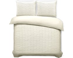 Husch Seersucker Dekbedovertrek - 240x200/220 - Ecru - Katoen - Ademend En Huidvriendelijk