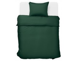 HUSH Living Dekbedovertrek - 100% katoen - 144TC - soepel en ademend - 140x220+20cm -60x70cm kussensloop - donkergroen