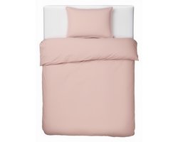HUSH Living - Dekbedovertrek Percale - 100% Katoen - 200TC - Extra Fris en Koel - Sterk en Slijtvast - 140x220+20cm - 60x70cm Kussensloop - met Bevestigingslusjes - Oudroze