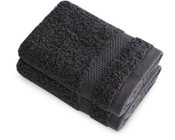 HUSH Living Gastendoek - 33×50 cm - 100% katoen - zware kwaliteit 500g/m2 - Antraciet set van 2