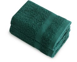 HUSH Living Gastendoek - 33×50 cm - 100% katoen - zware kwaliteit 500g/m2 - Donkergroen set van 2