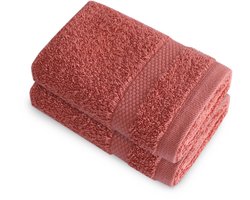 HUSH Living Gastendoek - 33×50 cm - 100% katoen - zware kwaliteit 500g/m2 - Koraal set van 2