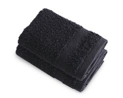 HUSH Living Gastendoek - 33×50 cm - 100% katoen - zware kwaliteit 500g/m2 - Zwart set van 2