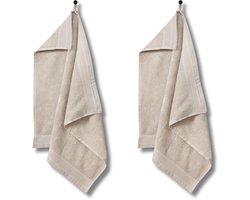 HUSH Living - Handdoeken - Set van 2 - 100% Katoen - 50x50cm - Zacht & Absorberend - voor Dagelijks Gebruik - Thee en Keukendoek - Zand