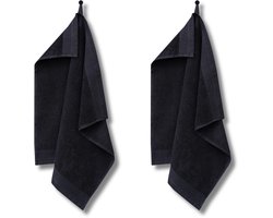 HUSH Living - Handdoeken - Set van 2 - 100% Katoen - 50x50cm - Zacht & Absorberend - voor Dagelijks Gebruik - Thee en Keukendoek - Zwart