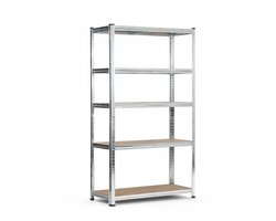 HUSH Living Metalen Opbergrek - 180x90x40cm - Stellingkast - Voorraadkast - 5 MDF Planken - 175kg per Plank - Zilver