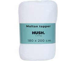 HUSH Living Molton topperbeschermer - 80%katoen 20%polyester - uitstekende vochtopname - vormvast - comfort en duurzame bescherming - 180x200+15cm