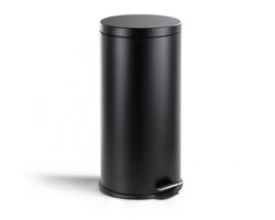 HUSH Living - Prullenbak 30L metaal- met soft close deksel - pedaalemmer - uitneembare binnenemmer - grote capaciteit - keuken & kantoor - Midnight Black
