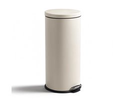 HUSH Living - Prullenbak 30L metaal - met soft close deksel - pedaalemmer - uitneembare binnenemmer - grote capaciteit - keuken & kantoor - Natural Beige