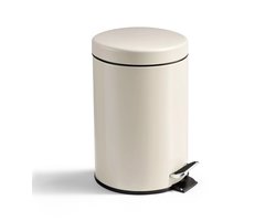 HUSH Living - Prullenbak 3L metaal - soft close deksel - uitneembare binnenemmer - extra compact - voor kleinere toiletten en badkamers - Natural Beige