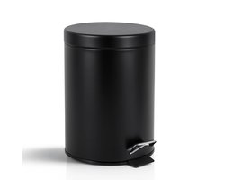 HUSH Living - Prullenbak 5L metaal- met softclose deksel - pedaalemmer - uitneembare binnenemmer - compact en ruim - badkamer & toilet - Midnight Black