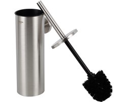 HUSH Living - Toiletborstelhouder met Borstel - Wandmontage - Inclusief Bevestigingsmateriaal - Uitneembare Binnenbak - RVS