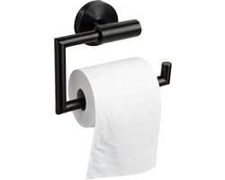 HUSH Living - Toiletrolhouder zonder klep - RVS - wandmontage - inclusief bevestigingsmateriaal - geborsteld staal - zwart