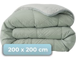 HUSH Living - Wasbaar Dekbed Tweekleurig Design Sage green/Light grey - 200x200 cm – 300 gsm - inclusief bijpassende kussenslopen