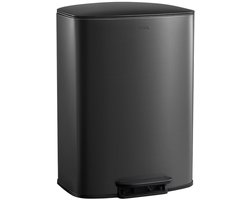 HÜSQ Prullenbak 50 Liter - RVS Vuilnisbak / Afvalemmer / Pedaalemmer - met Pedaal en Soft Close - Mat Zwart