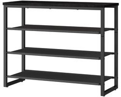 HÜSQ Schoenenrek - Schoenenbank van 75 cm lang - houten Halbank "Full Black version" - Zwart