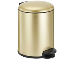 HÜSQ Slimbin Luxe Prullenbak 5 liter - goudkoper Pedaalemmer voor Toilet, Badkamer, Keuken of Kantoor - Messing goud