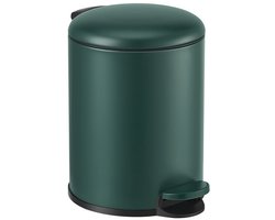HÜSQ Slimbin Prullenbak 5 Liter - Soft-close Pedaalemmer - kleine Vuilnisbak voor Toilet, Badkamer, Keuken of Kantoor - Afvalbakje - Donker Groen