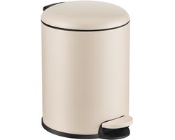 HÜSQ Slimbin Prullenbak 5 Liter - Soft-close Pedaalemmer - kleine Vuilnisbak voor Toilet, Badkamer, Keuken of Kantoor - Afvalbakje - soft beige