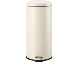 HÜSQ Slimbin Prullenbak - ronde, luxe Pedaalemmer van 30 liter - met Binnenemmer - Soft-Close Vuilbak - Vuilnisbak in soft beige crème