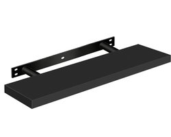 HÜSQ zwevende Wandplank – 80 cm lang – met montage pluggen en vijzen – Boekenplank in hout - zwart