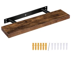 HÜSQ zwevende Wandplank – 80 cm lang – met Wand montage Materiaal – Boekenplank in hout - vintage bruin