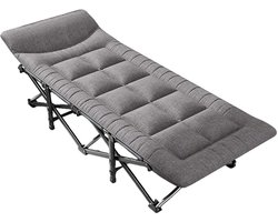 Hutjemutje - kampeerbed - veldbed - opvouwbaar campingbed - met opbergtas - met kussen & zijvak - 190x65 cm - stevig & comfortabel - grijs