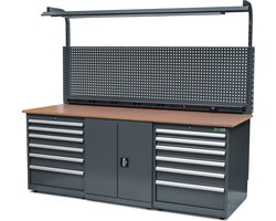 Huvema - Werkbank 220 x 75 cm met 12 laden en MDF werkblad - BL 12D 1C 2200x750x1900 WB G