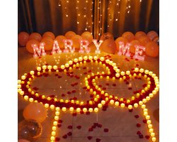Huwelijksaanzoek Decoratie - Marry Me Set - Romantische Verrassing - 2031 Delige Set - 22 Cm Hoog - Warm Wit