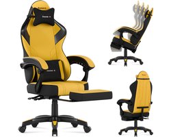 Huzaro Force 3.7 Yellow – ergonomische gamestoel met voetsteun, kantelfunctie en kussens voor nek en rug