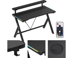 Huzaro Hero 1.9 - 120 cm gamingtafel - met RGB-verlichting - stevige constructie - zwart