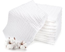 Hydrofiele Luiers - 10 Stuks - 25 X 50 Cm - Compact En Draagbaar - Boerendoeken - Katoen - Absorberende Luiers - Stoffen Luiers - Starterset - Superzacht En Absorberend - Kan Worden Gebruikt Als Handdoek Voor De Dagelijkse Babyverzorging - Wit