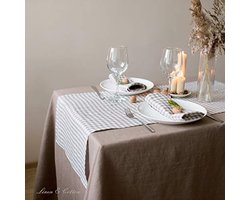 Hygge Tafelkleed van 100% Linnen & Katoen - Beige (80 x 80 cm) voor Eettafel en Salontafel