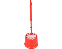 Hygiënische rood Toiletborstel met Houder - Roestvrij en Duurzaam - 10,5x33x6cm - Modern Design