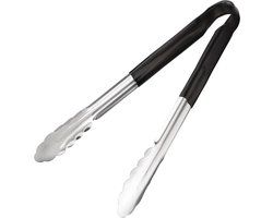 Hygiplas Serveertang / Vleestang - Zwart - RVS - 30cm - Gladde vorm tegen bacteriën - horeca bbq tang