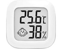 Hygrometer - Weerstation - Luchtvochtigheidsmeter - Thermometer Voor Binnen - Incl. Batterij en Plakstrip