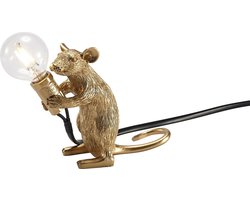 Hype it staande muis lamp - Lamp dier taffellampje - Tafellamp Slaapkamer - Dieren lamp Tafellampen - E12 - Muislampje - Tafellamp Goud