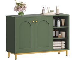 Hzuaneri Badkamerkast, opbergkast, met 3 verstelbare open planken en 2 deuren, grote opbergruimte, voor badkamer, woonkamer, entree, keuken, bosgroen
