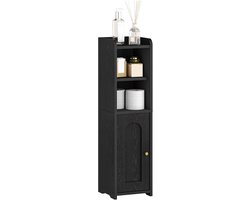 Hzuaneri Badkamerkast, toiletkast met deuren, badkast, smal badplank, verstelbare planken, ruimtebesparend, voor badkamer, woonkamer, ‎20 x 20 x 75 cm, Zwart