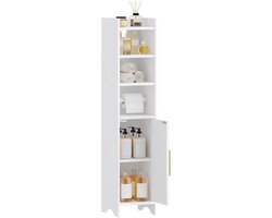 Hzuaneri Badkamermeubel, Badkamerkast, Smal Toilet Papier Kabinet, Toiletkast met Deur, Smalle Badkamerkast, Opbergkast, Verstelbare Planken, voor Kleine Ruimten, Modern, 20 × 20 × 90 cm, Wit