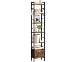 Hzuaneri boekenkast, 7 verticale vakken met 1 inklapbare, 198,8 cm