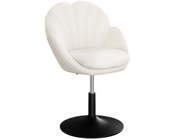 Hzuaneri Kaptafelkruk, 360° Draaibare Make-up Stoel Met Rugleuning, Hoogteverstelbare Zitkuipstoel, Offwhite Chenille, Geschikt voor Make-up Tafel, Slaapkamer en Eetkamer, Offwhite