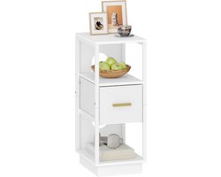 Hzuaneri Nachtkastje, Smal Nachtkastje met 1 Stoffen Lade, Bijzettafel met Open Vak, Modern, voor Slaapkamer, Woonkamer, 30 x 24 x 60 cm, Wit