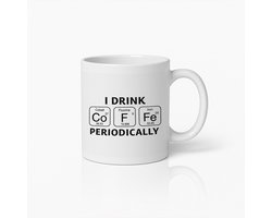 I Drink Coffee Periodically Mok 330ml – Grappige Wetenschap Chemie Beker Cadeau voor Koffieliefhebbers & Nerds